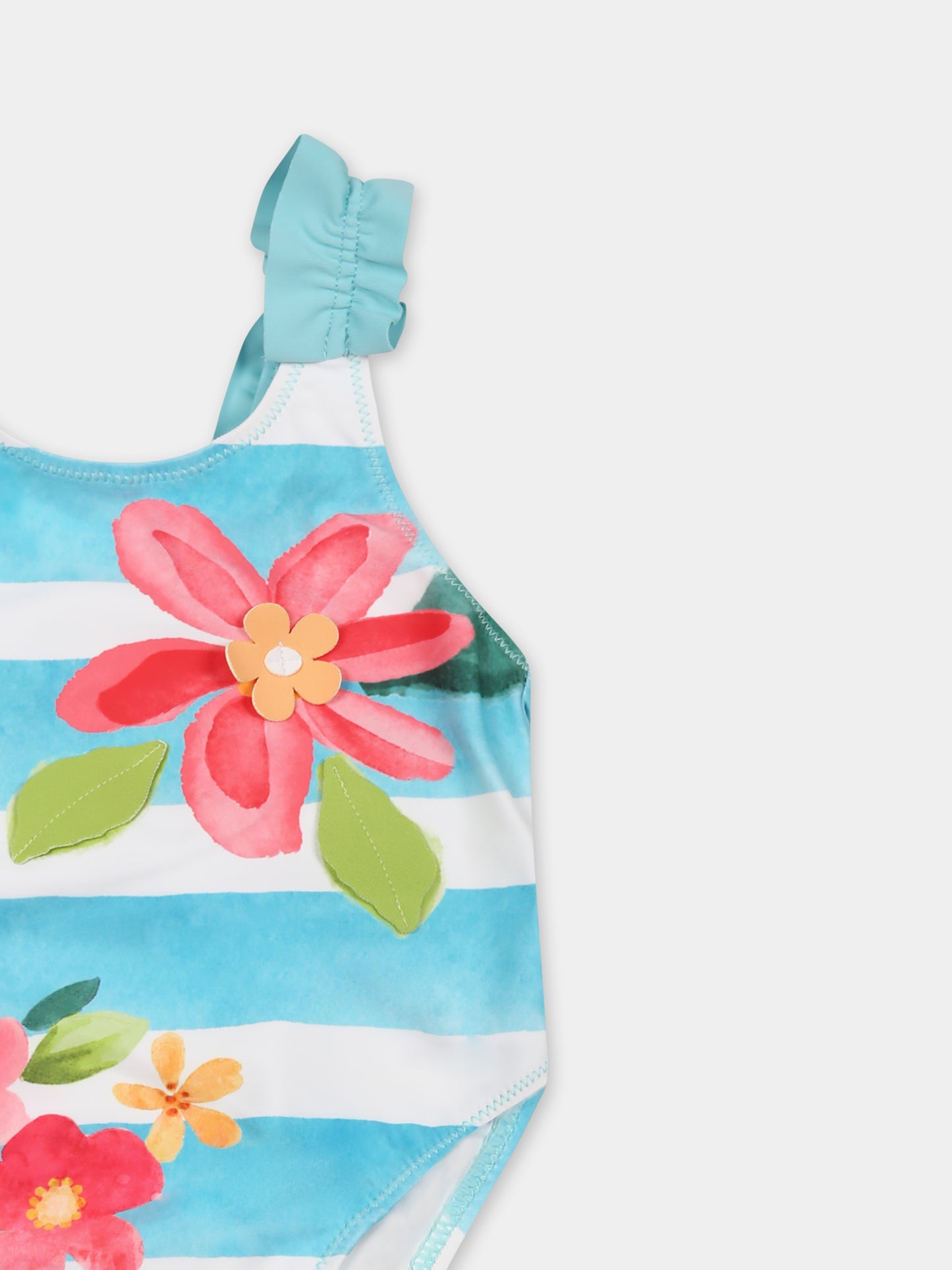Maillot de bain bleu clair pour bébé fille avec fleurs
