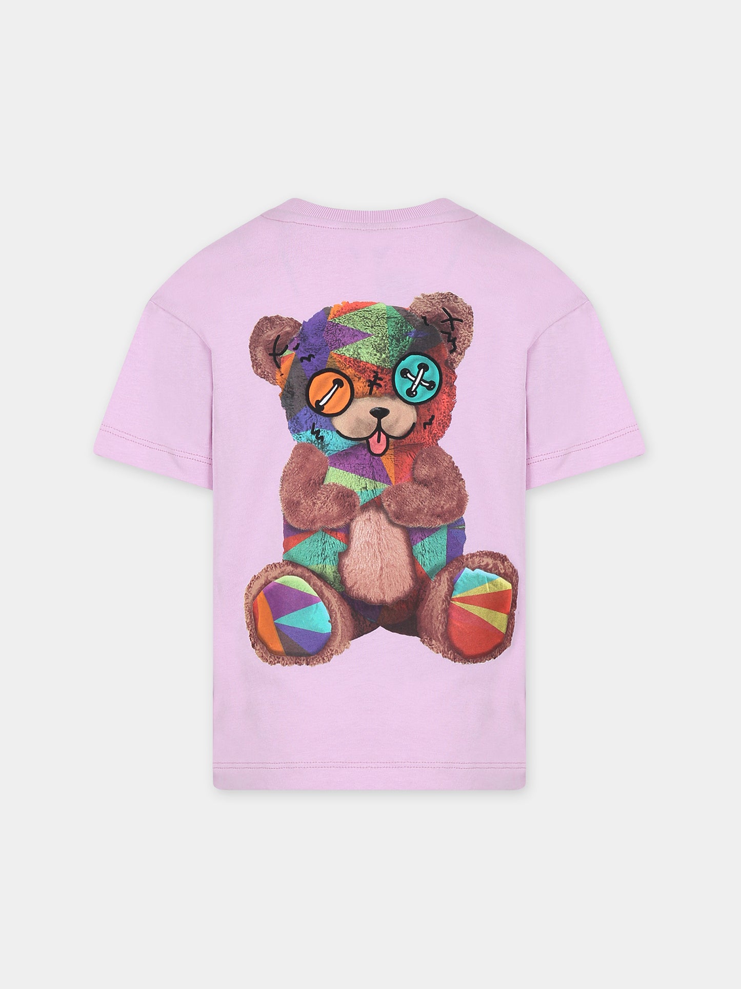 T-shirt rose pour enfants avec ours et logo