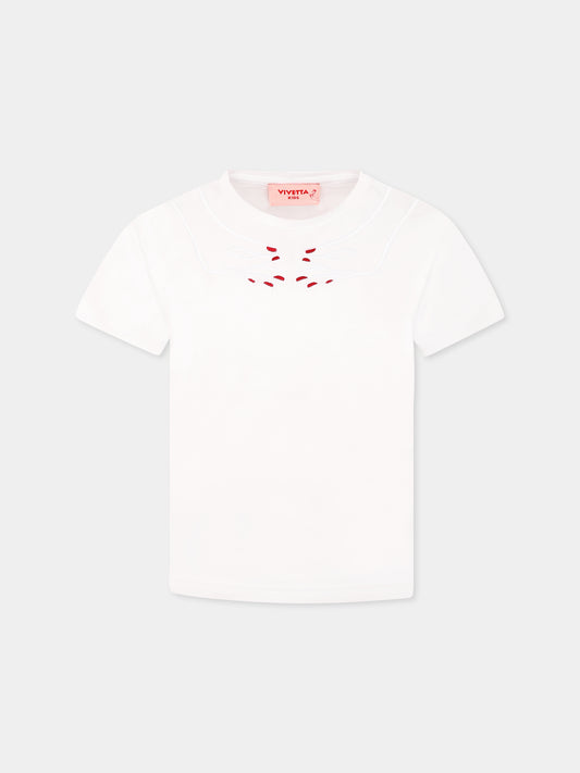 T-shirt blanc pour fille avec mains