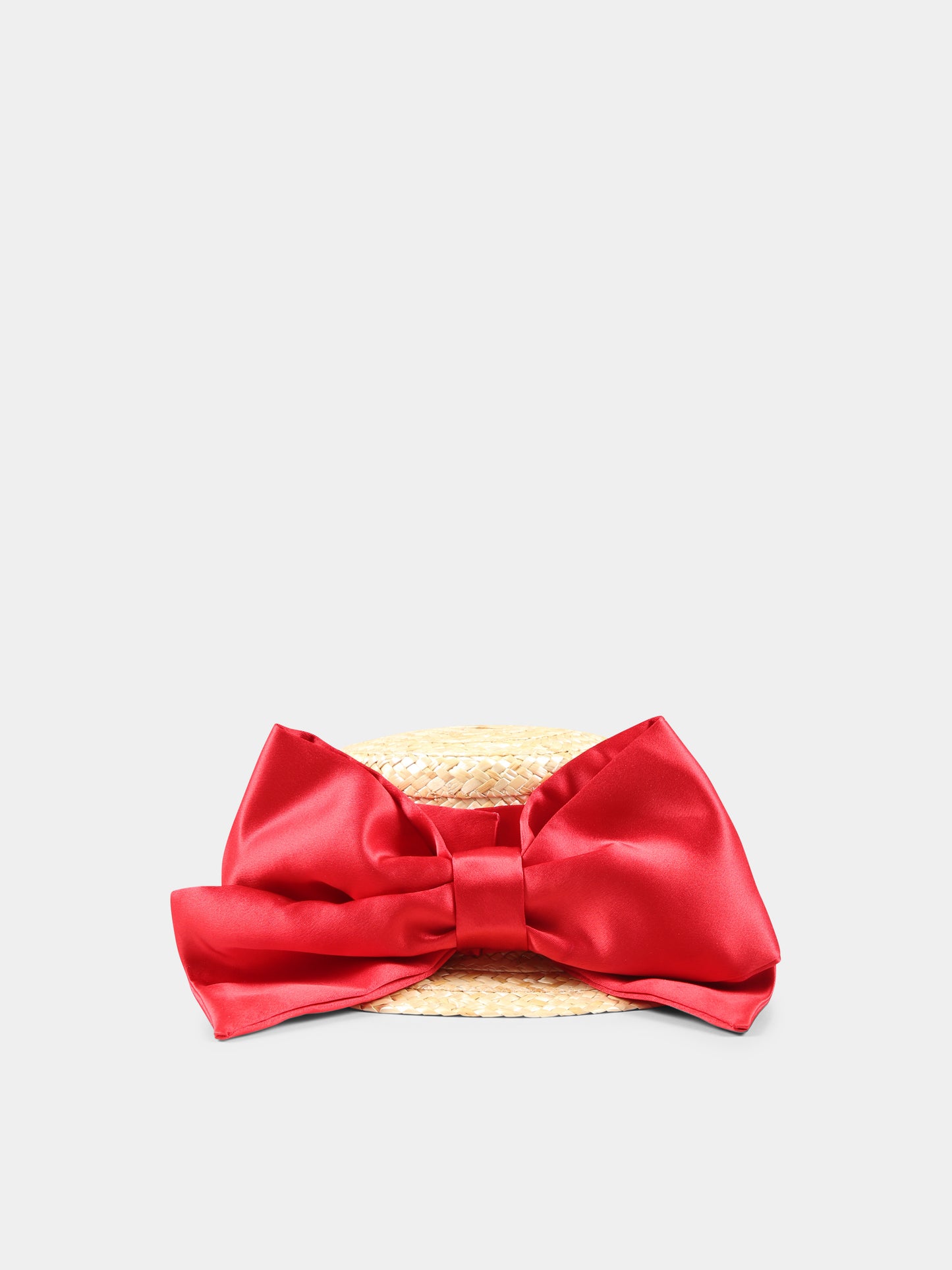 Cappello di paglia beige per bambina con fiocco,Vivetta Kids,VE2509RS