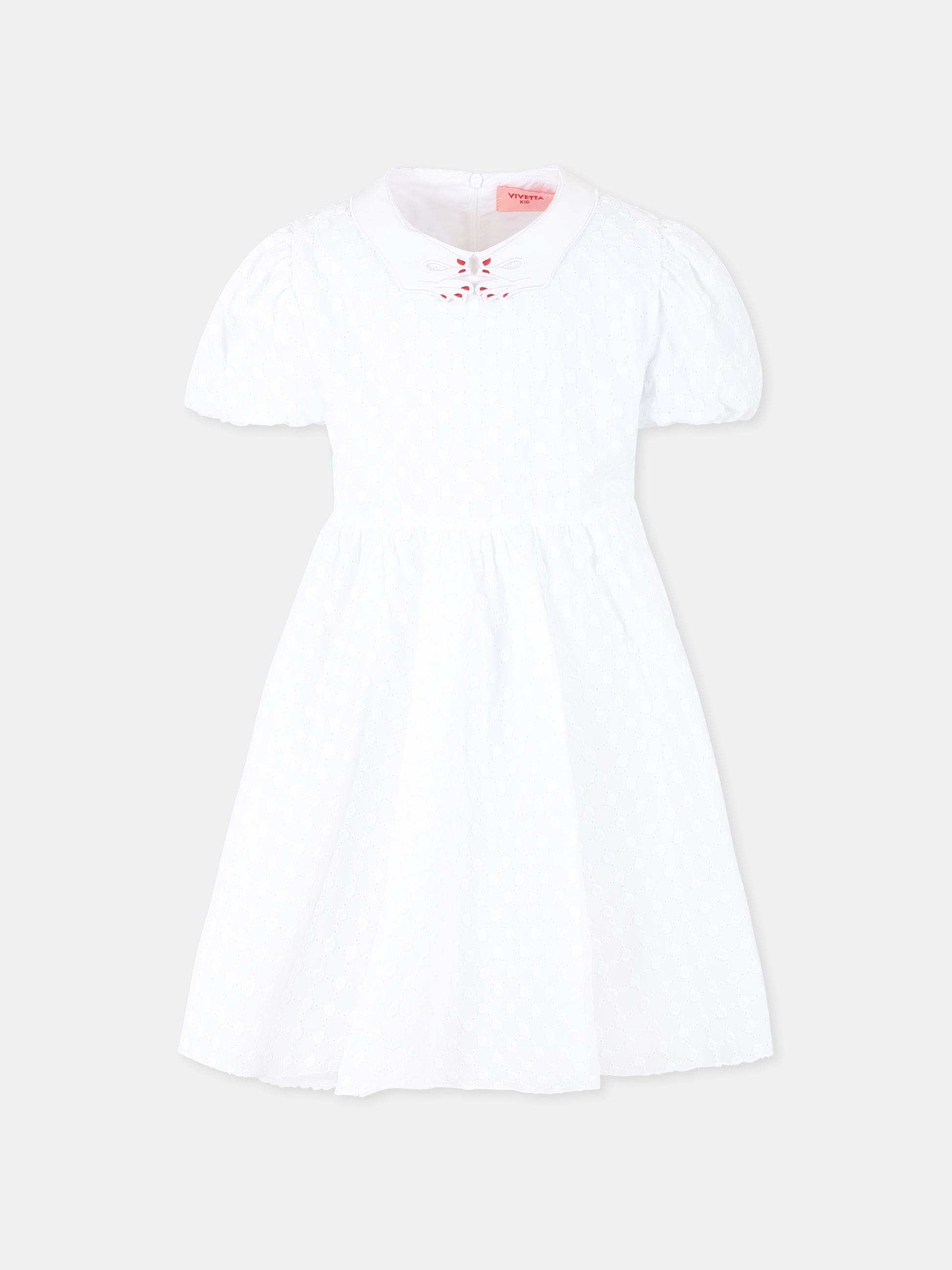 Vestito bianco per bambina con mani,Vivetta Kids,VE2511B