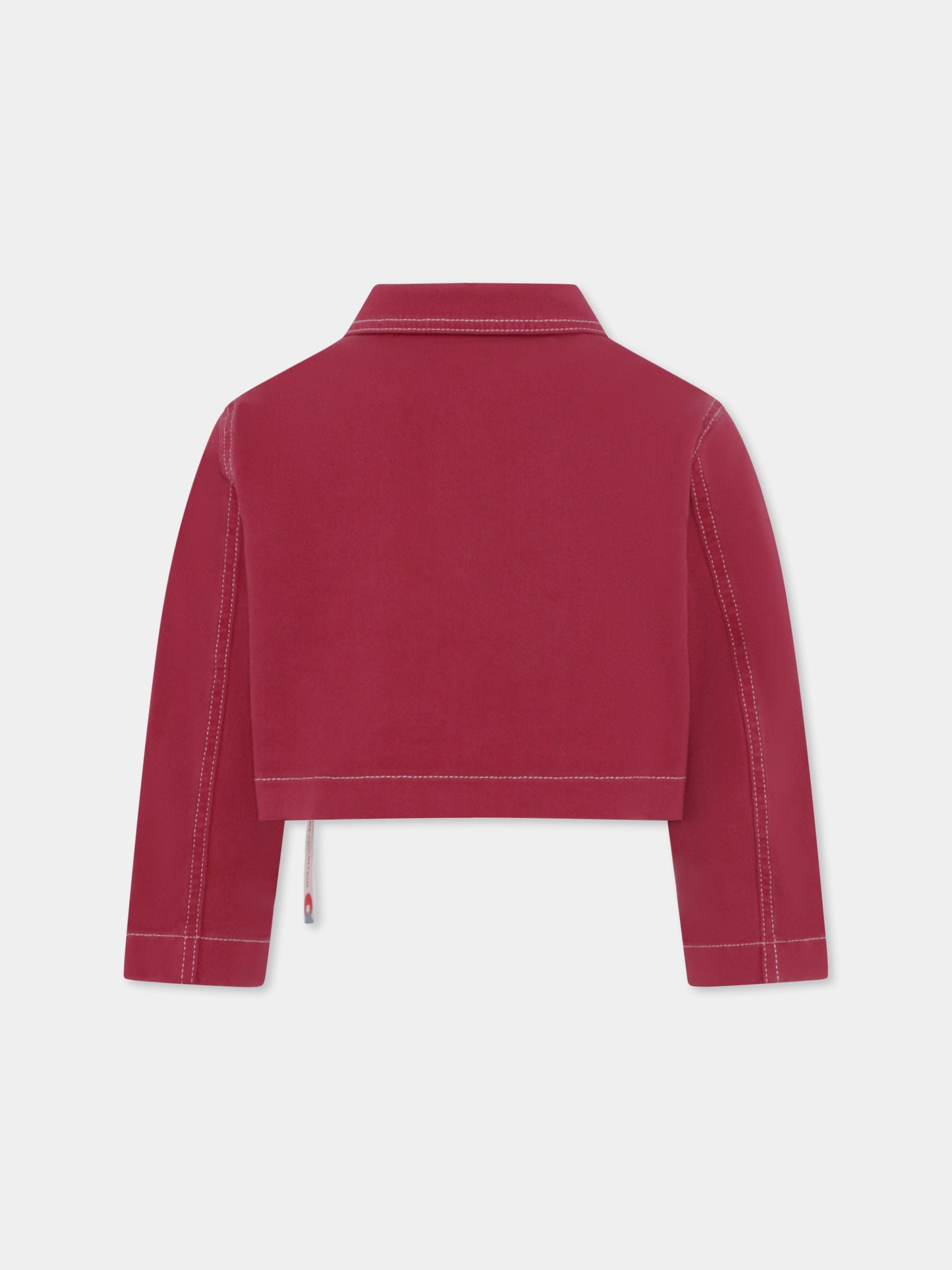 Giubbotto di jeans fucsia per bambina con logo,Flower Mountain,0L04 0016002869 01 FUJIO