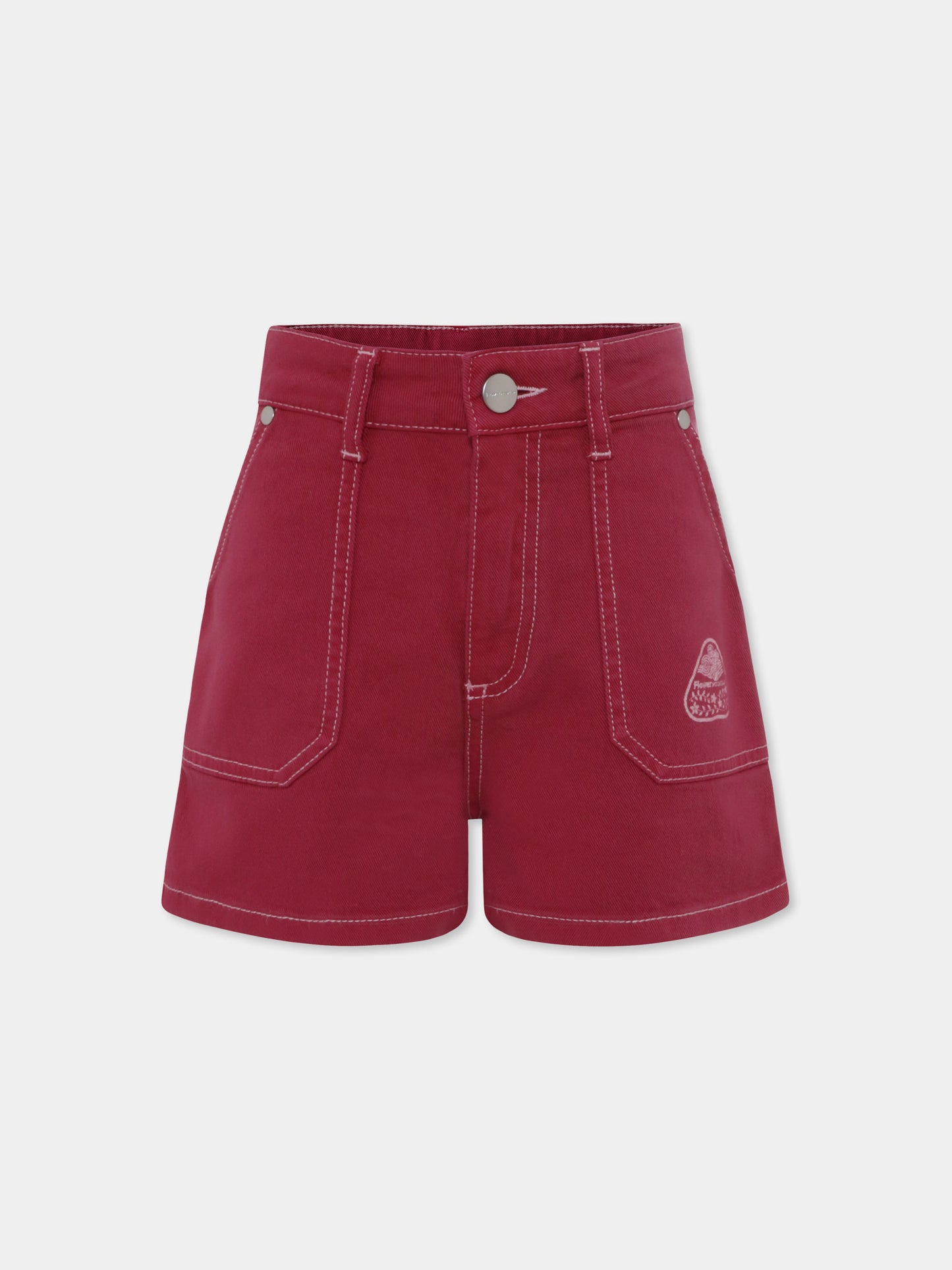 Shorts fucsia per bambina con logo,Flower Mountain,0L04 0016002866 01 AKIKO