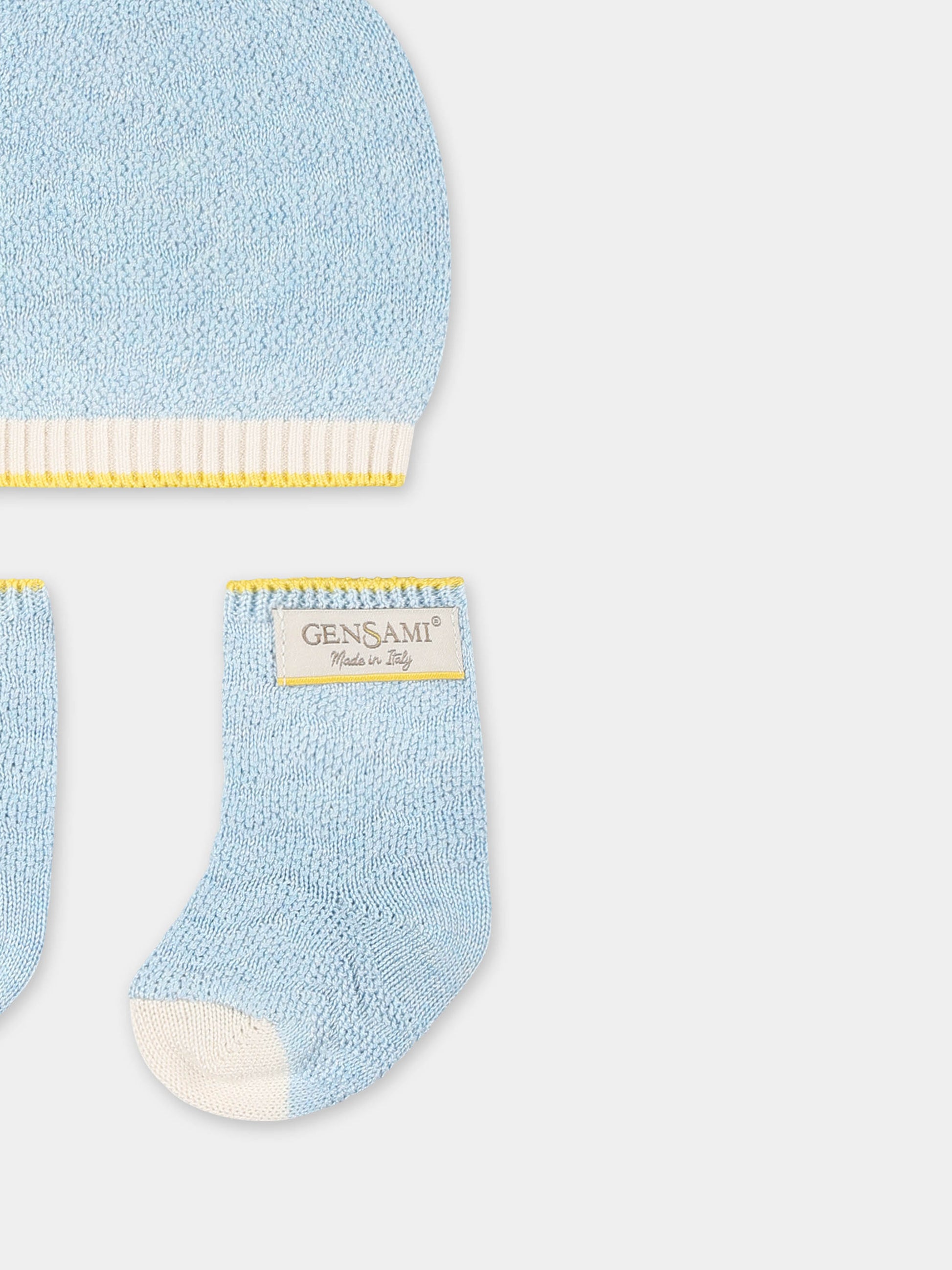 Set accessori celeste per neonato con onde,Gensami,BOX01-B-ONDA BLUE SKY