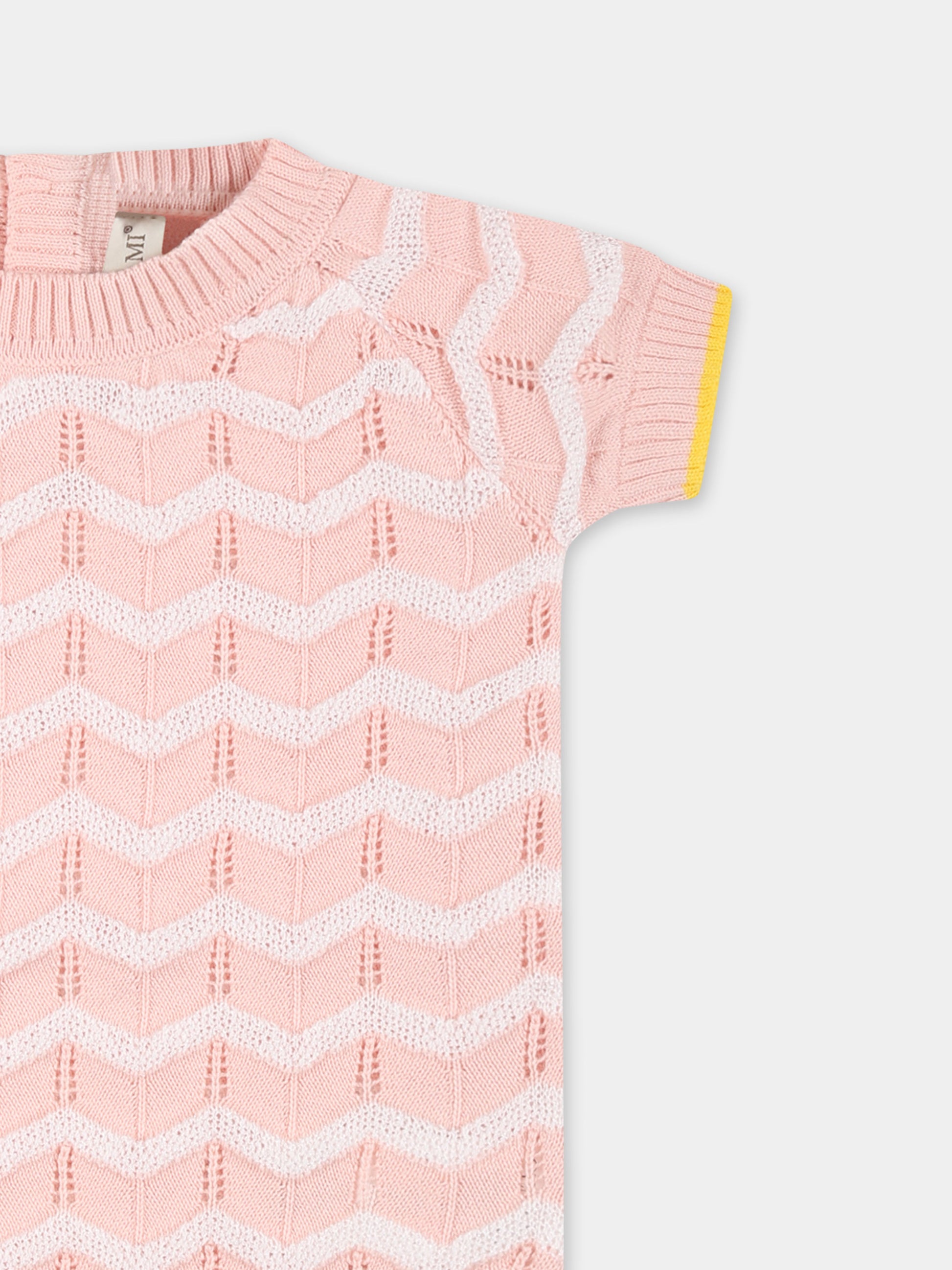 Pagliaccetto rosa per neonata con onde,Gensami,TU04-B-ONDA BABY PINK