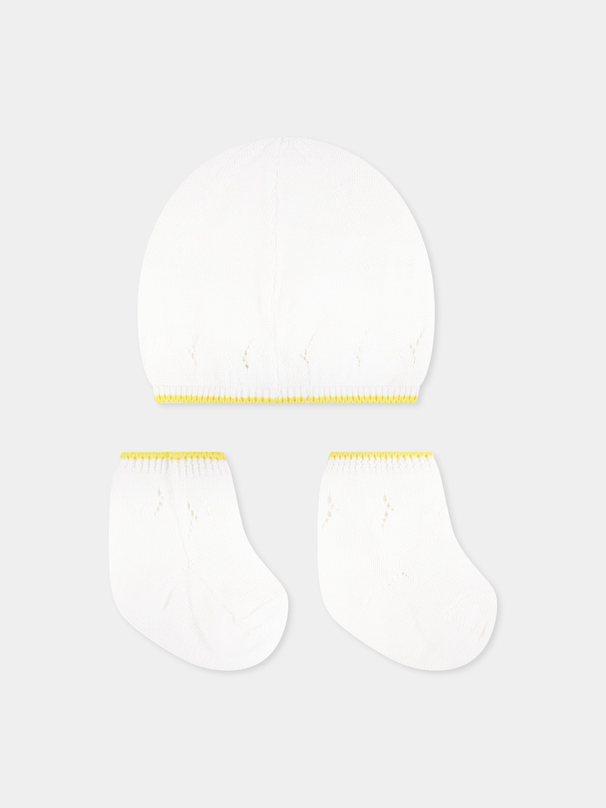Set accessori bianco per neonati con logo,Gensami,BOX01-B-TRE OFF WHITE