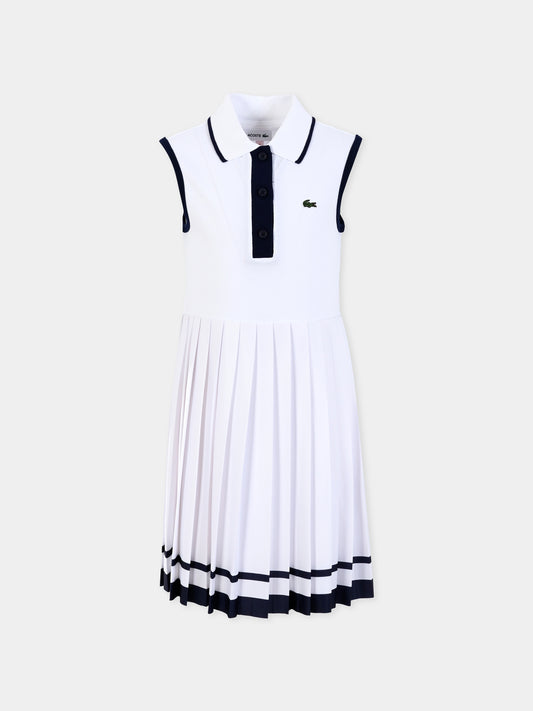 Vestito bianco per bambina con coccodrillo,Lacoste,EJ8410 522