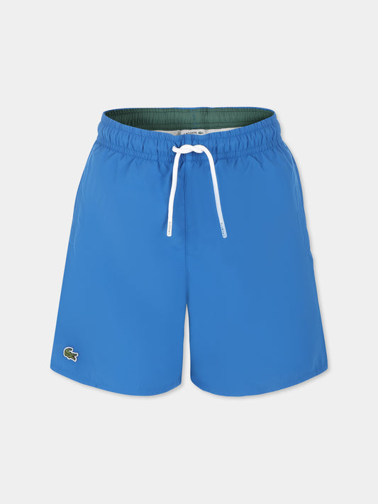 Short de bain bleu clair pour garçon avec crocodile