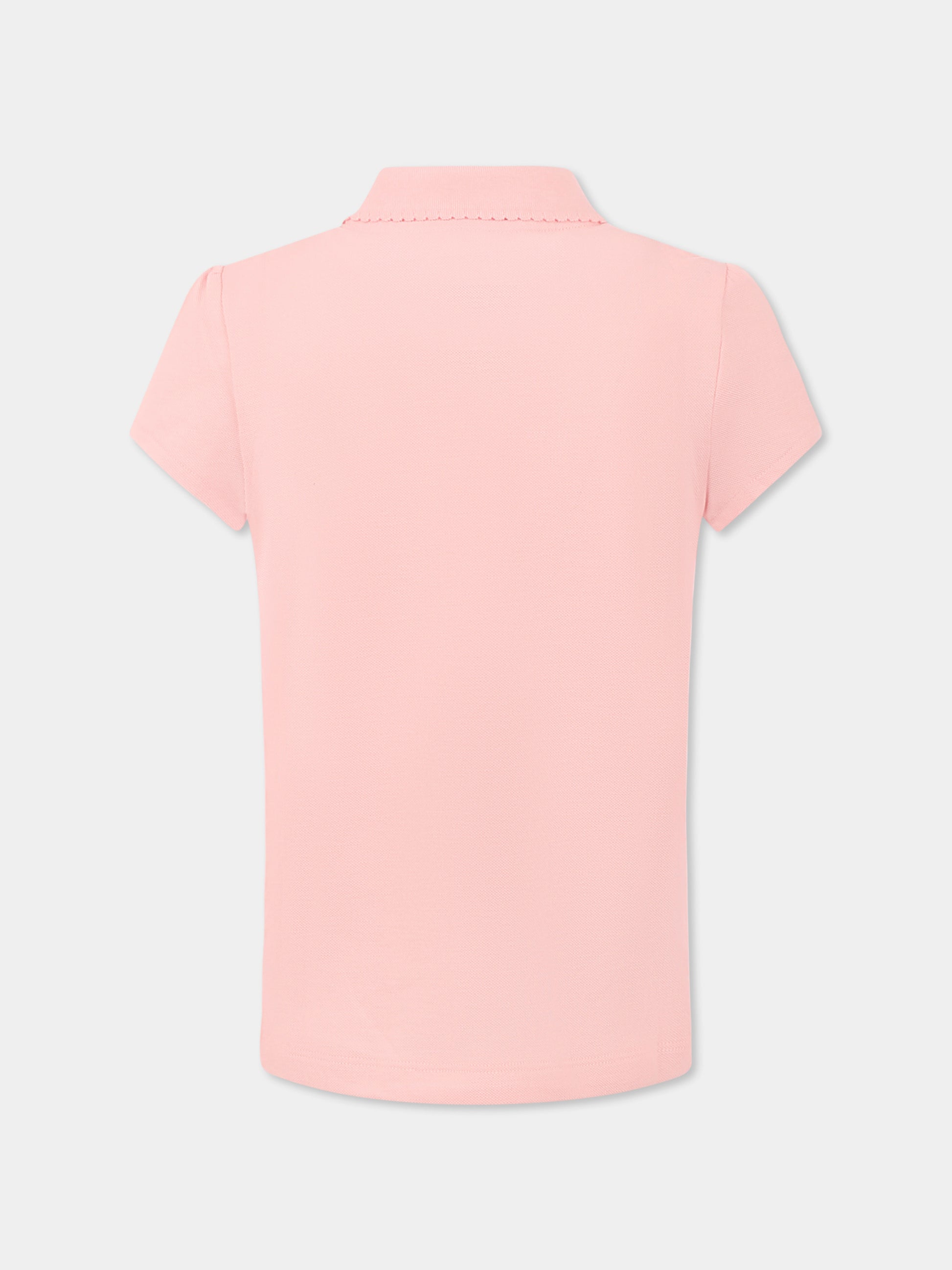 Polo rosa per bambina con coccodrillo,Lacoste,PJ3594 KF9