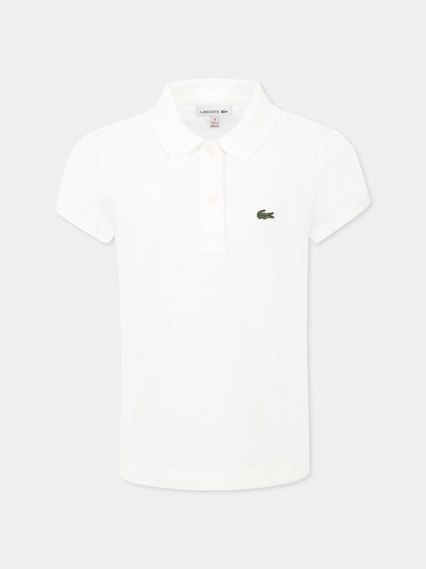 Polo bianca per bambino con coccodrillo,Lacoste,PJ3594 001