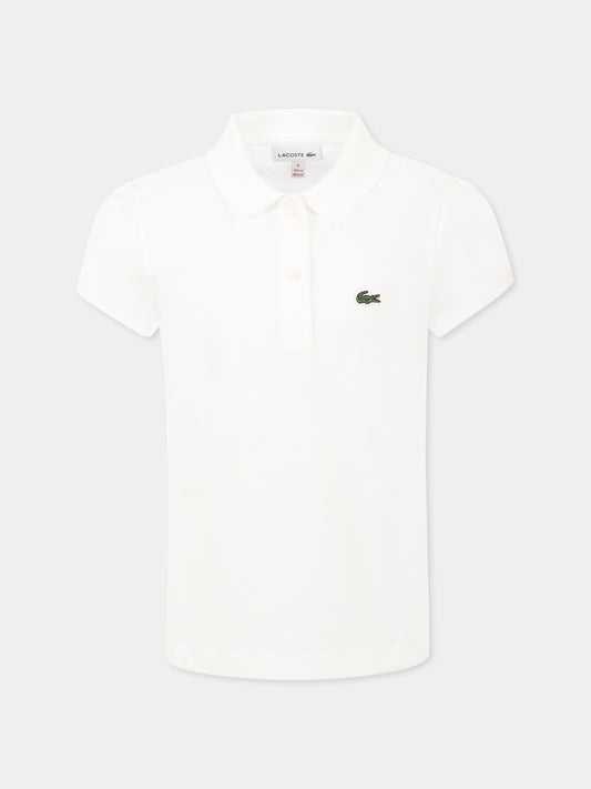Polo bianca per bambino con coccodrillo,Lacoste,PJ3594 001