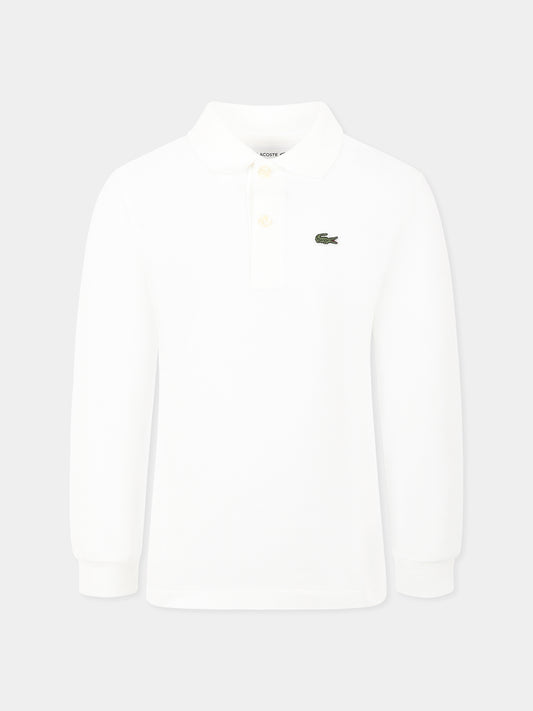 Polo bianca per bambino con coccodrillo,Lacoste,PJ8915 001