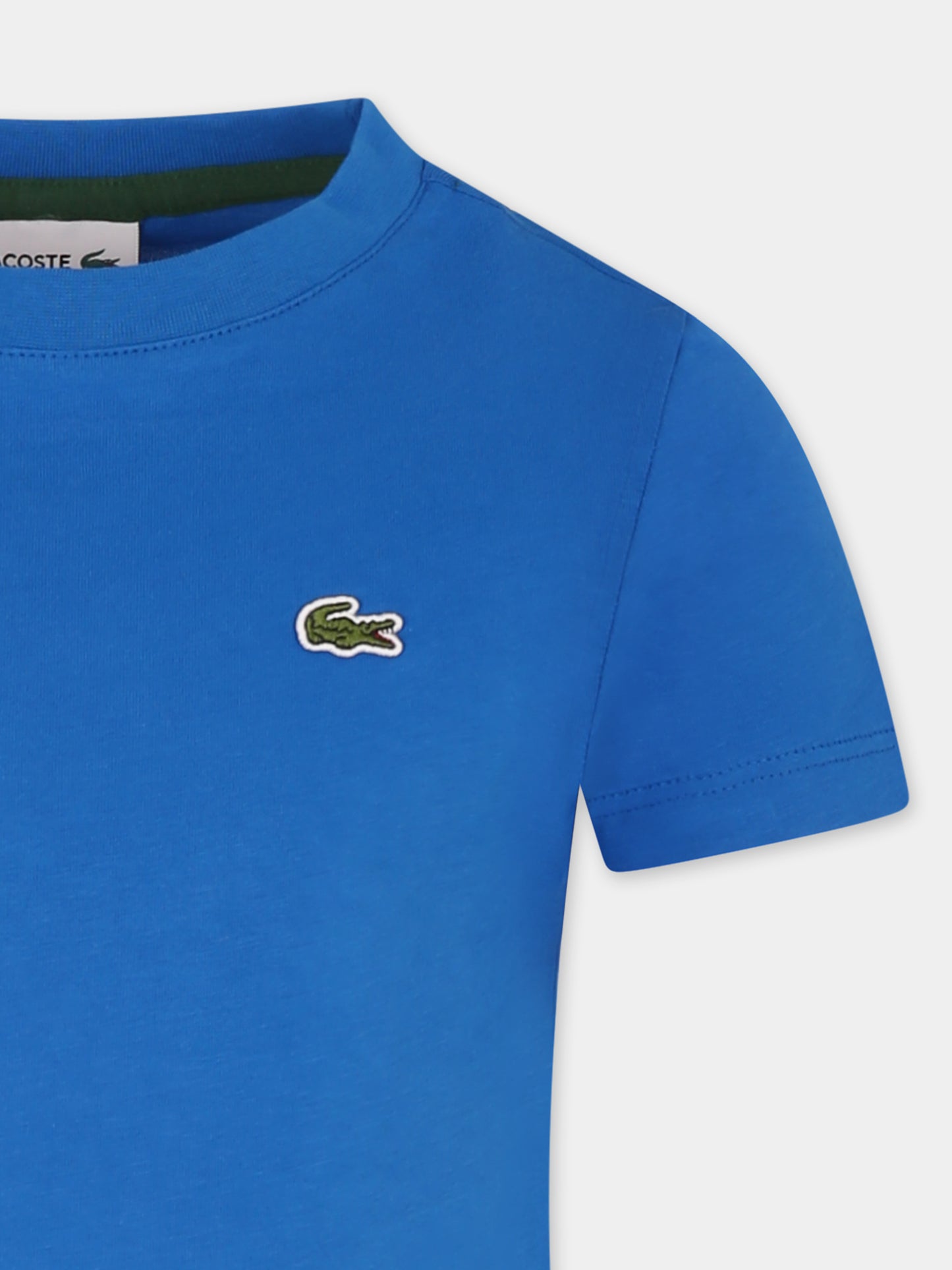 T-shirt azzurra per bambini con coccodrillo,Lacoste,TJ1122 3D3