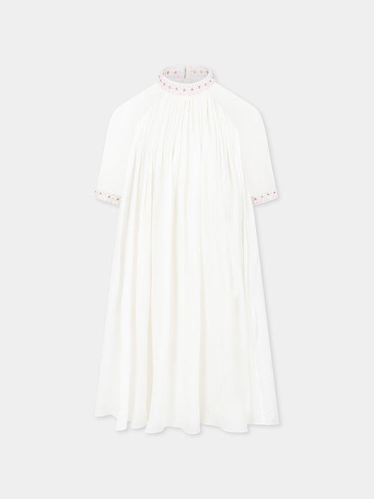 Robe ivoire pour fille avec fleurs