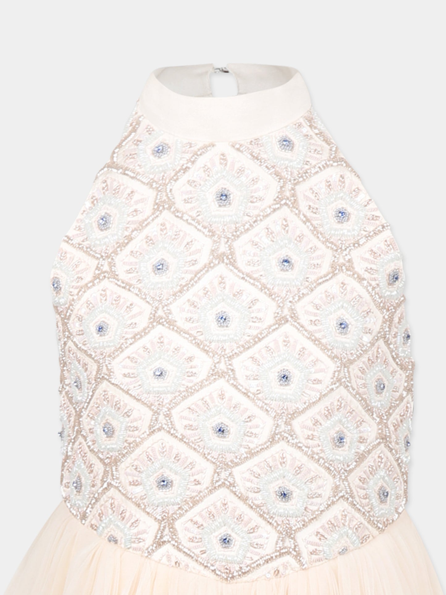 Robe rose pour fille avec motif floral et perles
