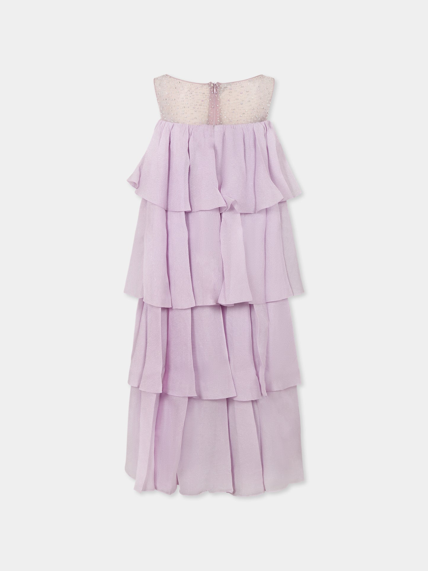 Vestito viola per bambina con fiori,Làtara,SS25 1634