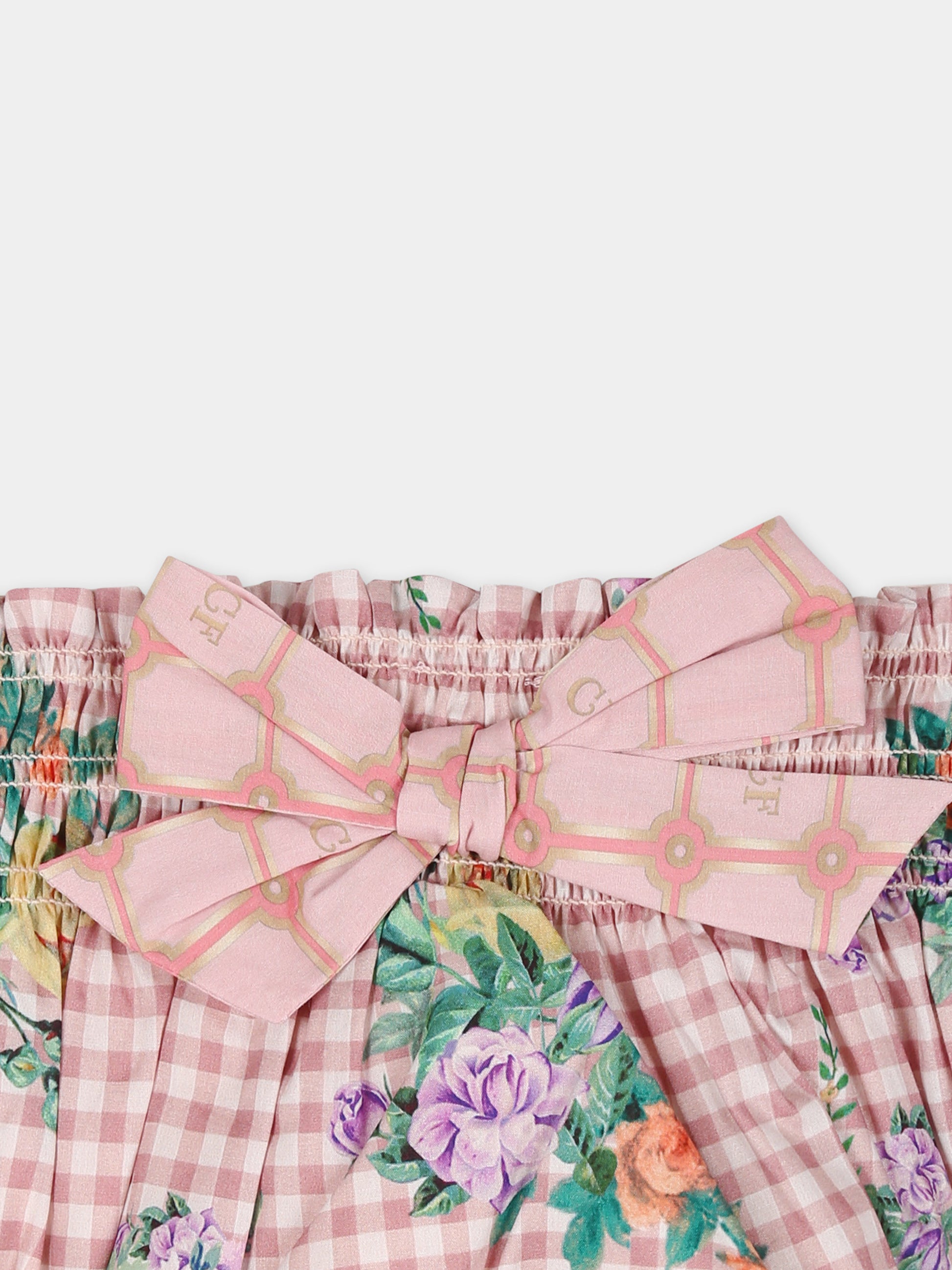 Shorts rosa per neonata con stampa floreale,Camilla,00034332 LISBLULL