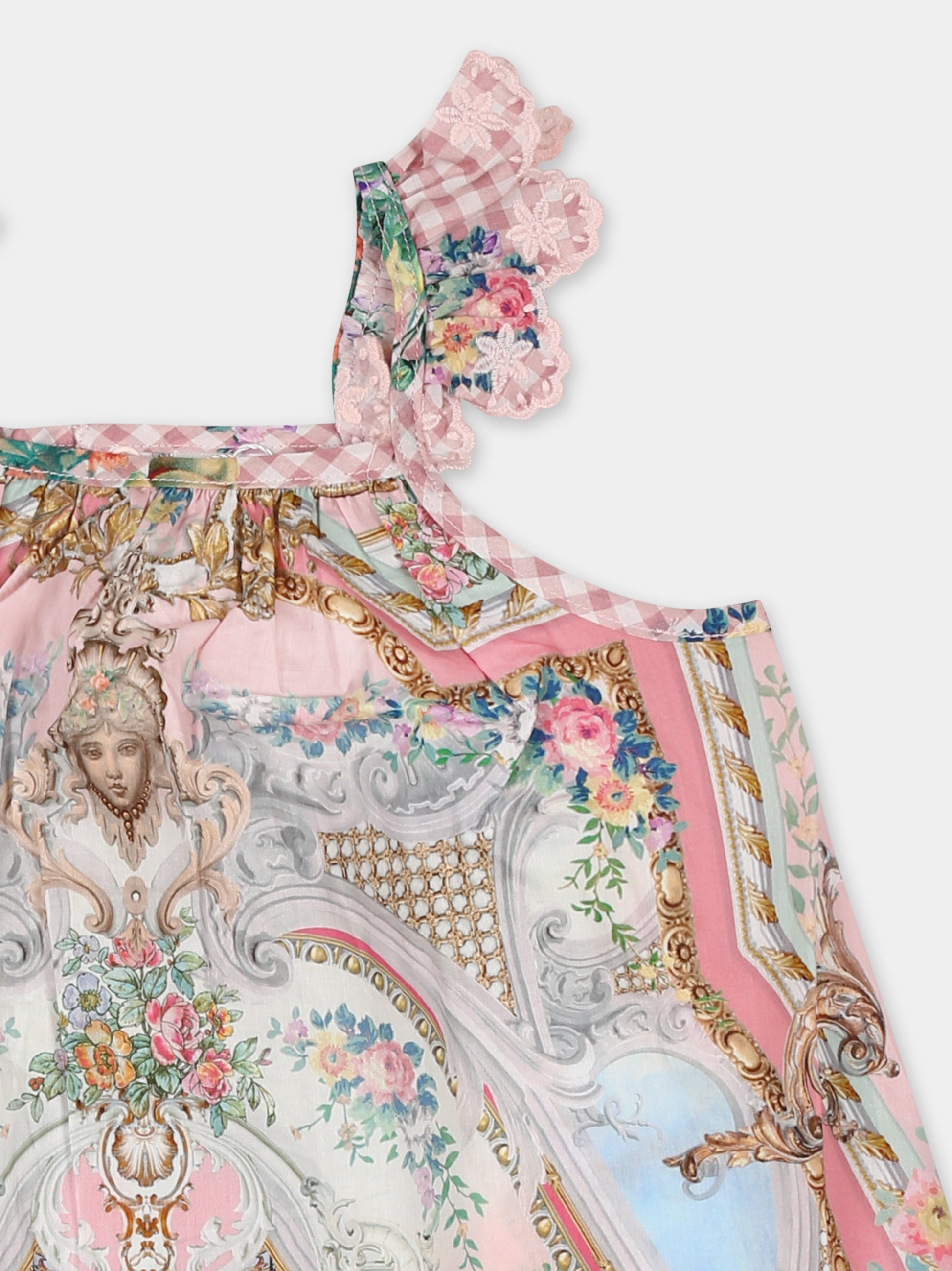 Pink dress for baby girl with floral print,Camilla,00034293 LISBLULL