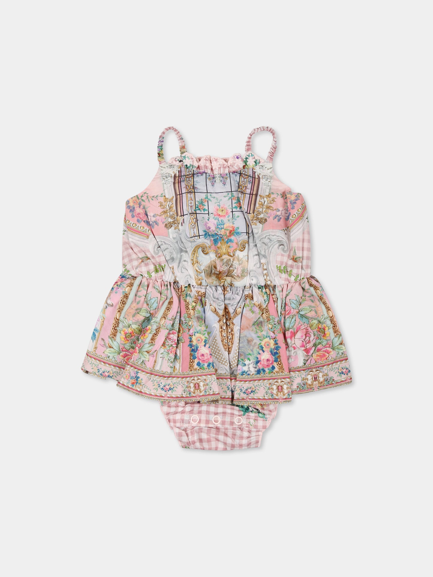 Vestito rosa per neonata con stampa floreale,Camilla,00034294 LISBLULL