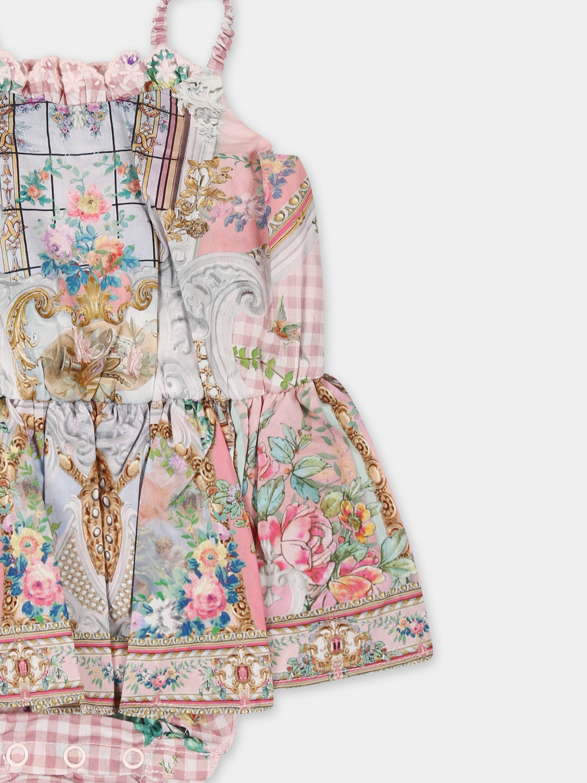 Vestito rosa per neonata con stampa floreale,Camilla,00034294 LISBLULL