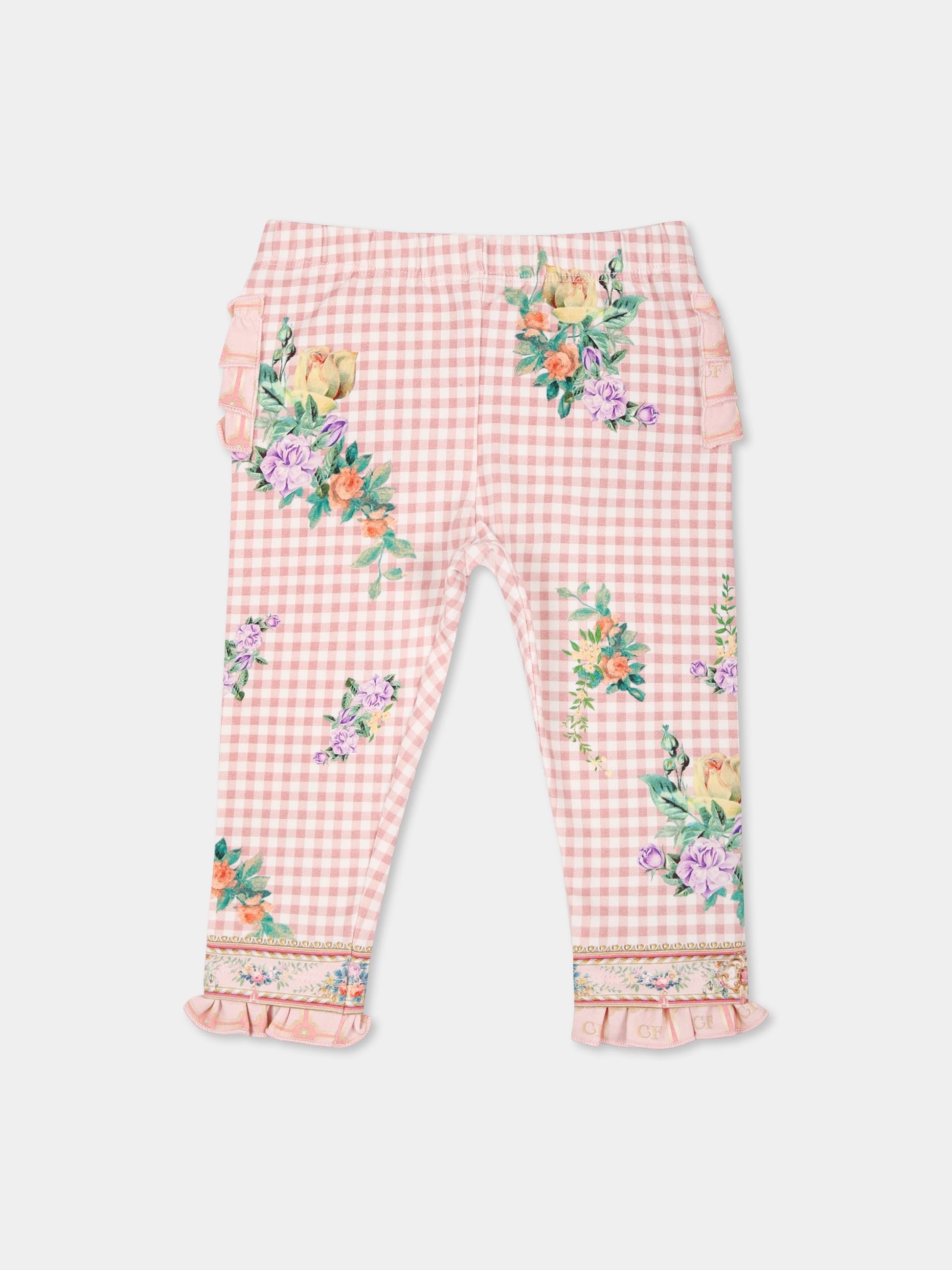 Leggings rosa per neonata con stampa floreale,Camilla,00034395 LISBLULL