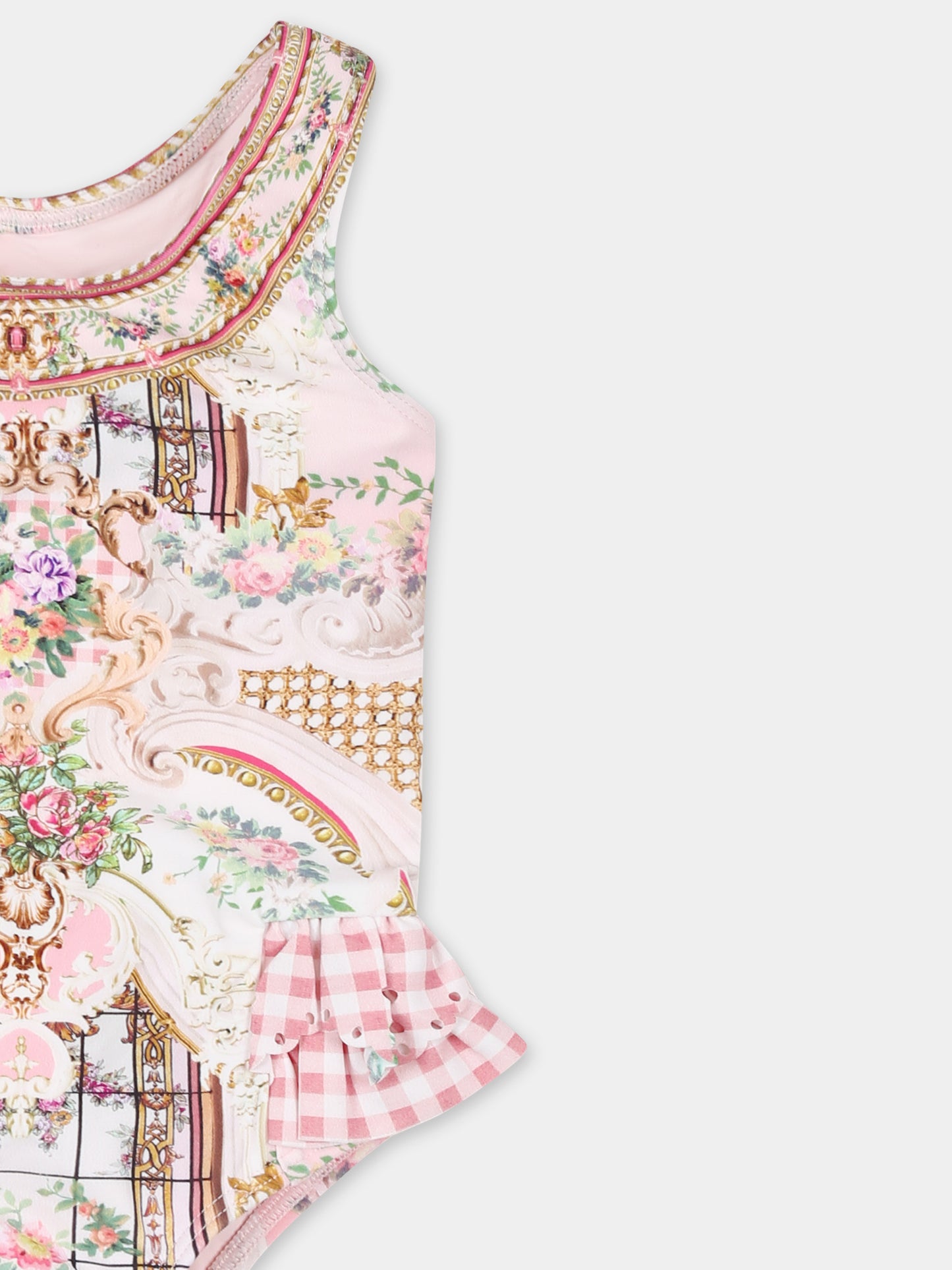 Costume rosa per neonata con stampa floreale,Camilla,00034394 LISBLULL