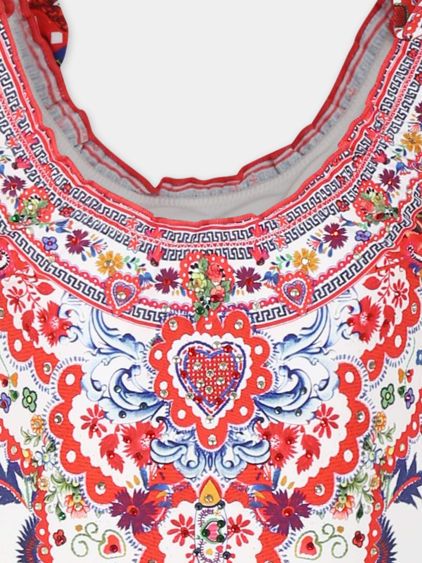 Costume intero bianco per bambina ocn stampa floreale,Camilla,00034363 FATHJUST