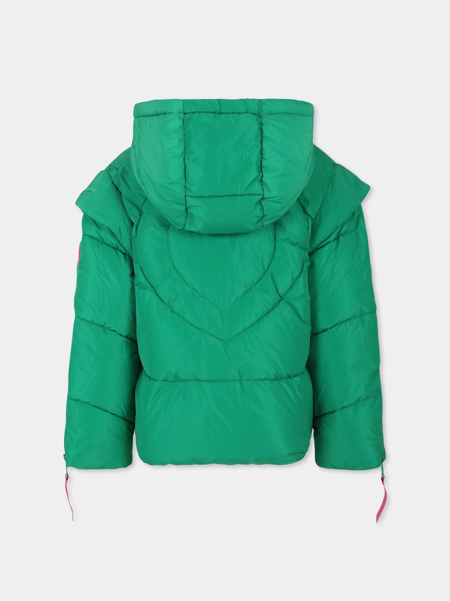 Piumino verde per bambina con logo,Pinko,031441 080