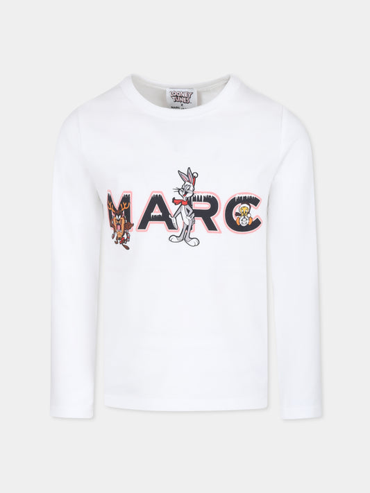 T-shirt blanc pour fille avec imprimé Looney Tunes