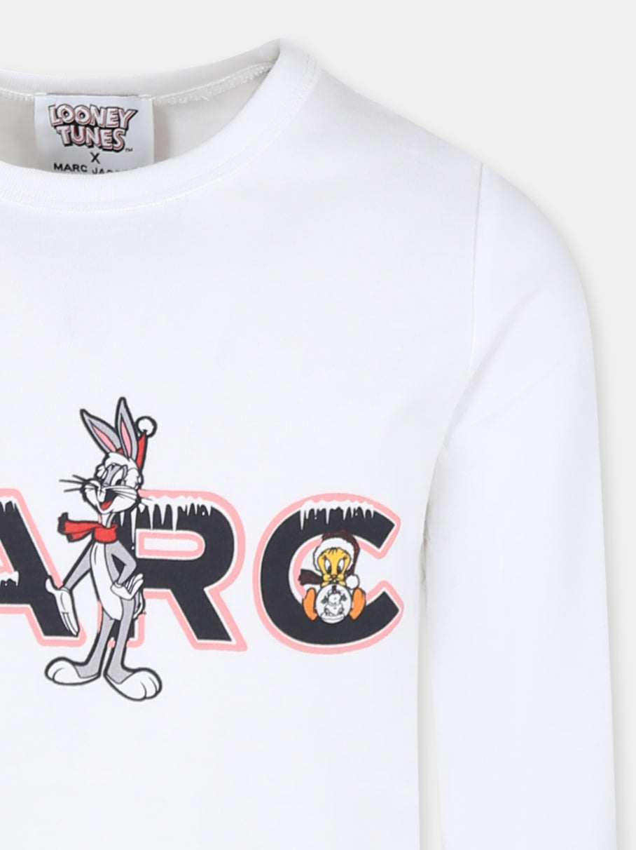 T-shirt blanc pour fille avec imprimé Looney Tunes