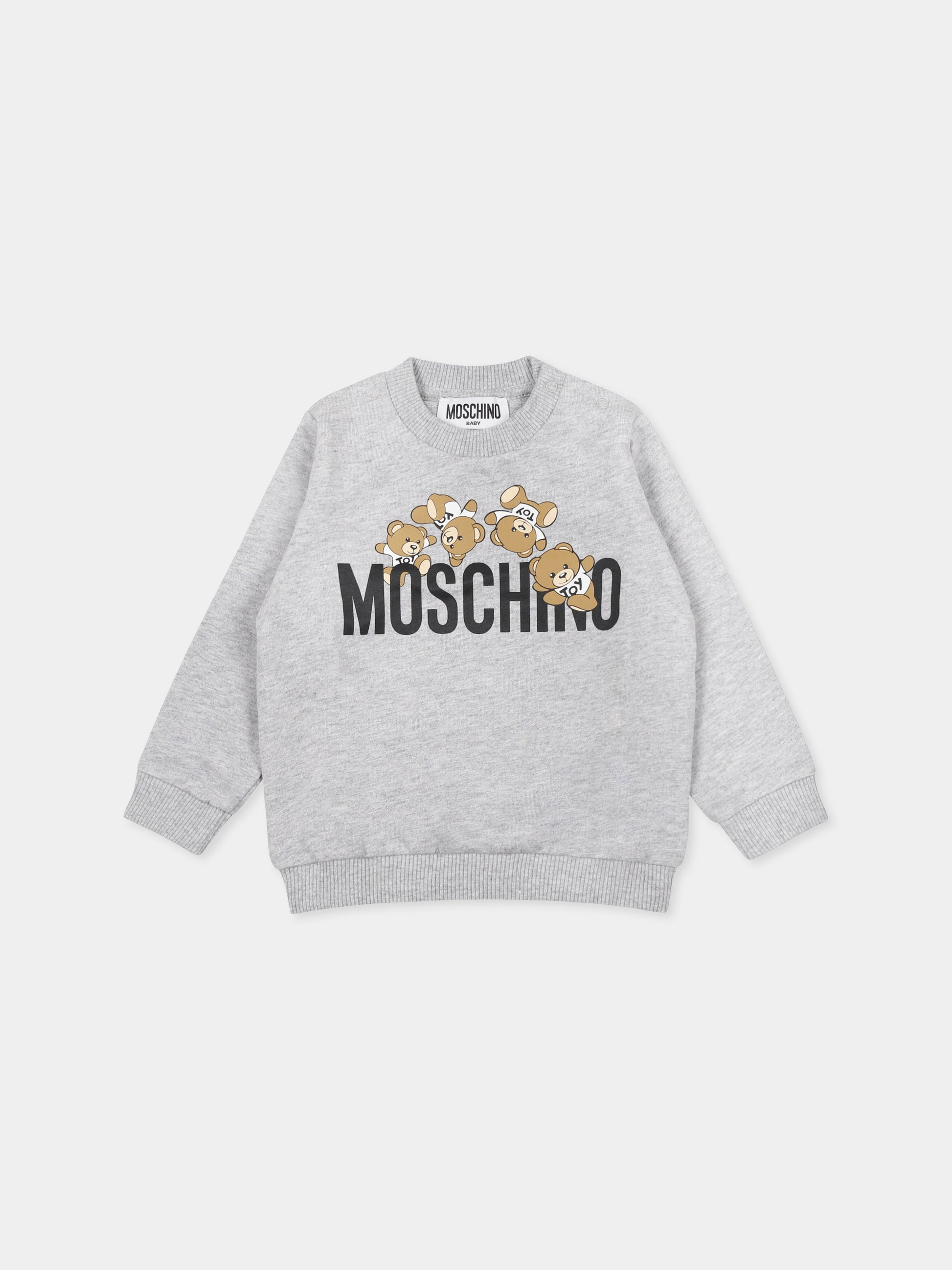 Felpa griga per neonati con Teddy Bear,Moschino Kids,MZF04Q LCA19 60926