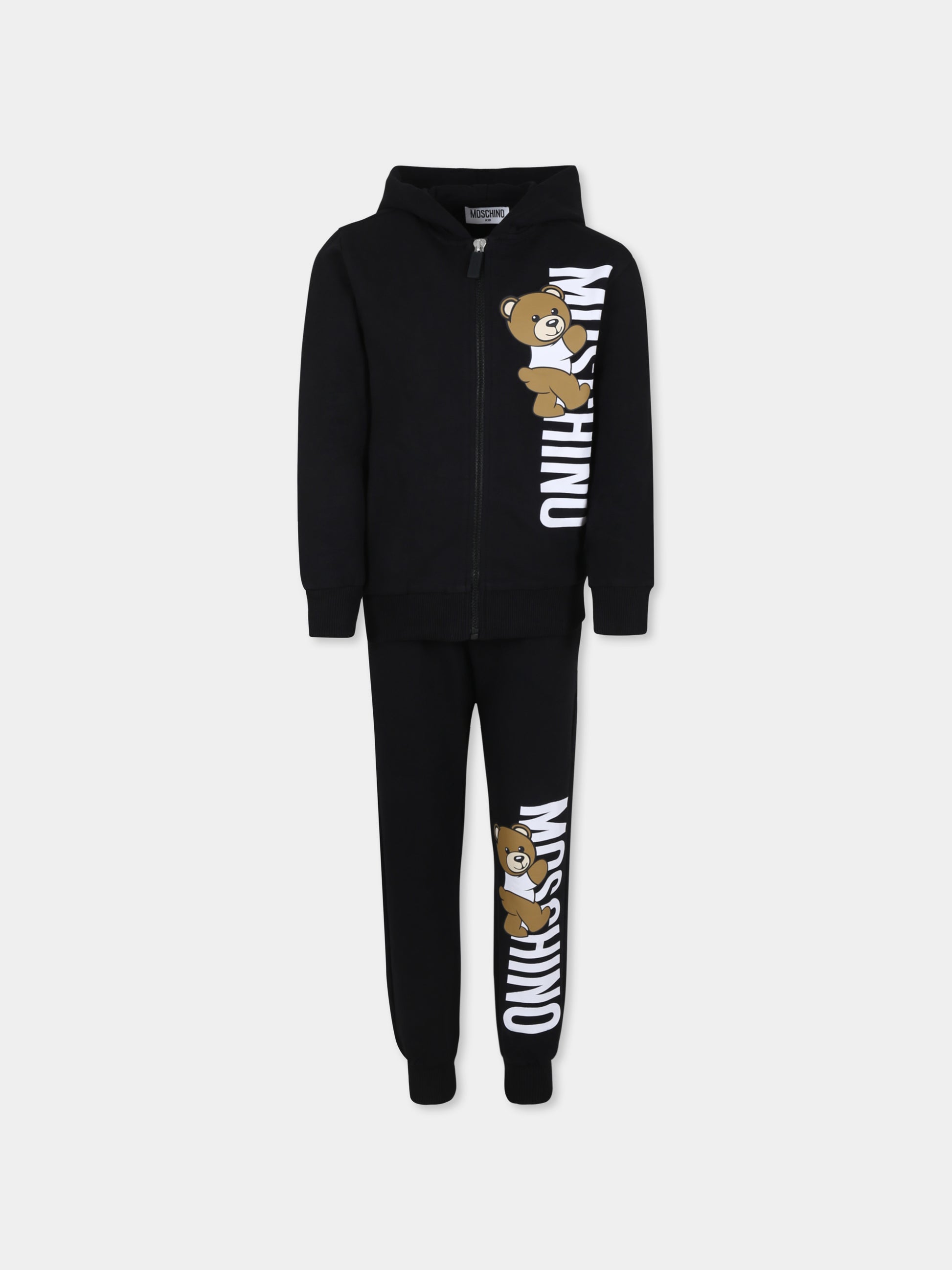 Completo nero per bambino con logo,Moschino Kids,HUK03M LDA27 60100