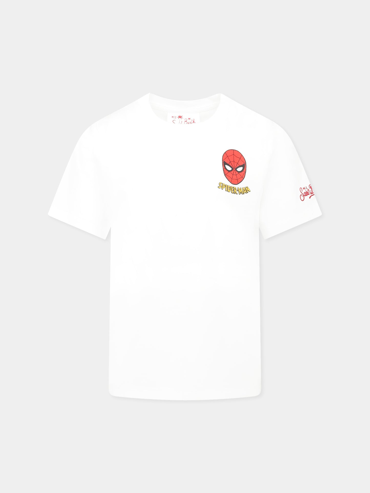 T-shirt bianca per bambino con Spiderman,Mc2 Saint Barth,TSH0001 03438H