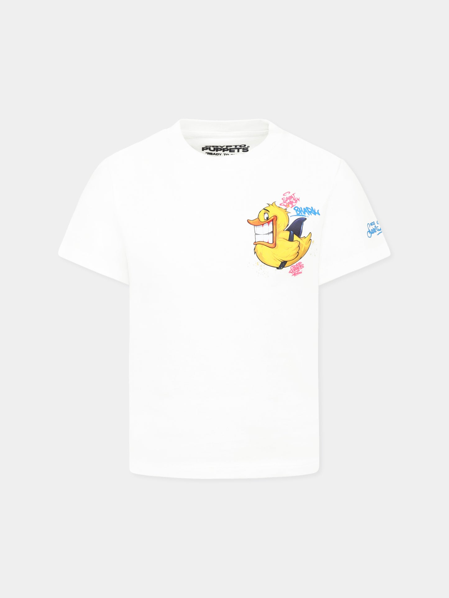 T-shirt blanc pour garçon avec canard