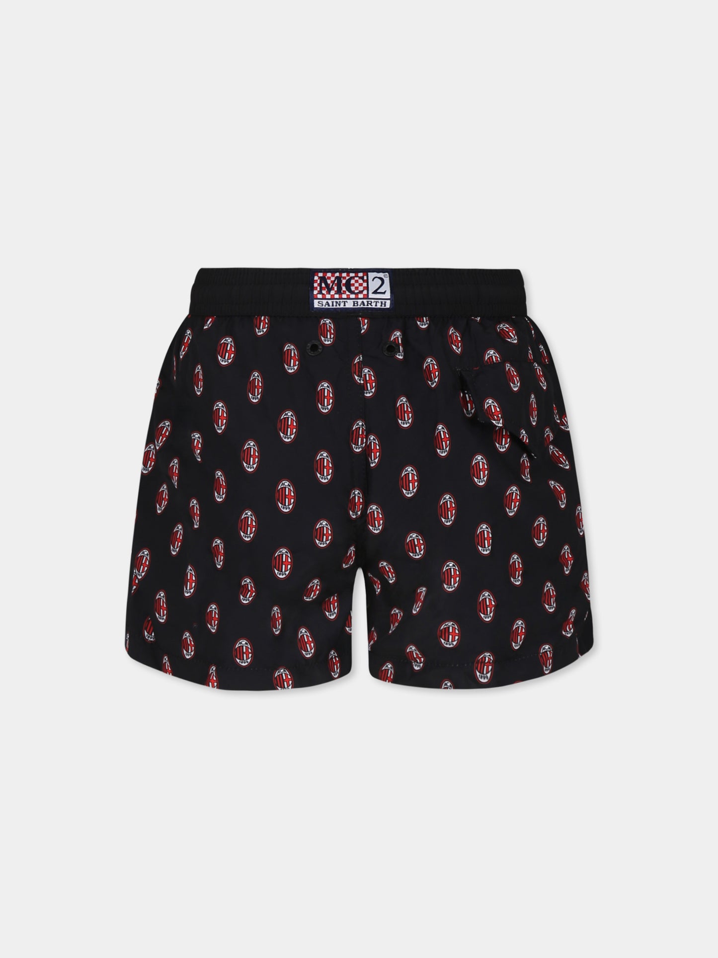 Short de bain noir pour garçon avec logo Milan