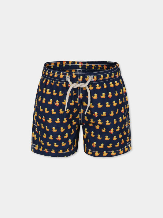 Short de bain bleu pour garçon avec canard