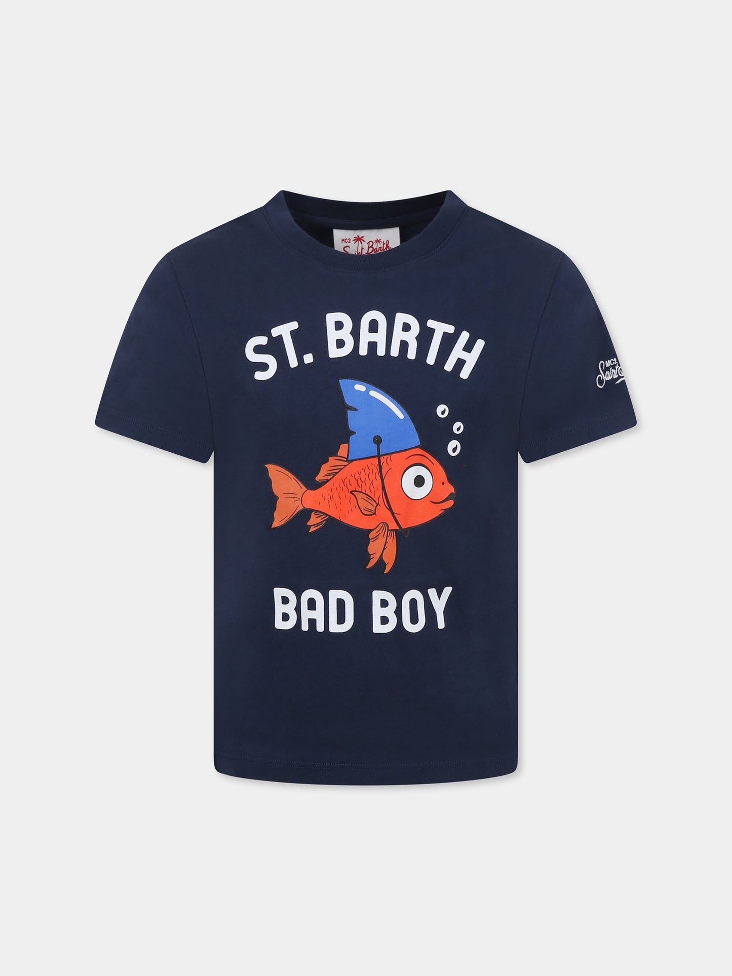 T-shirt bleu pour garçon avecpoisson rouge