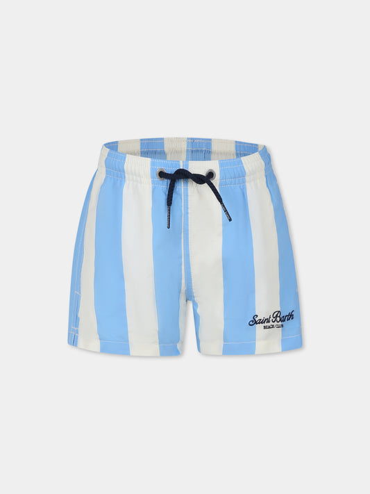 Short de bain bleu clair pour garçon avec logo