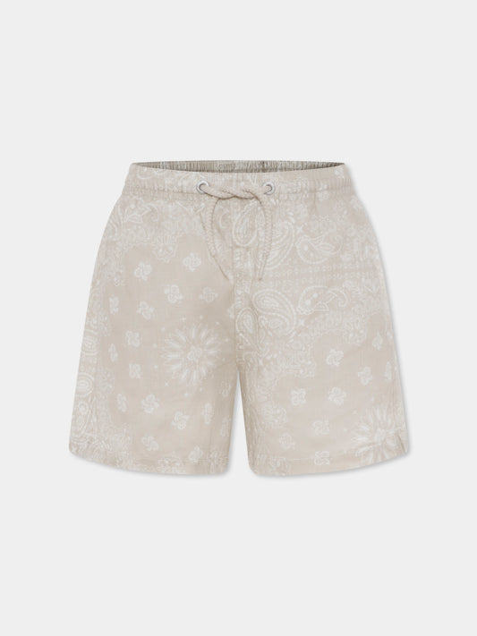 Boxer mare beige per bambino con stampa paisley,Mc2 Saint Barth,JEA0020 01172H