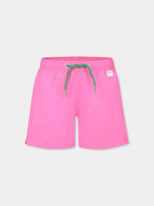 Short de bain fuchsia pour garçon avec logo