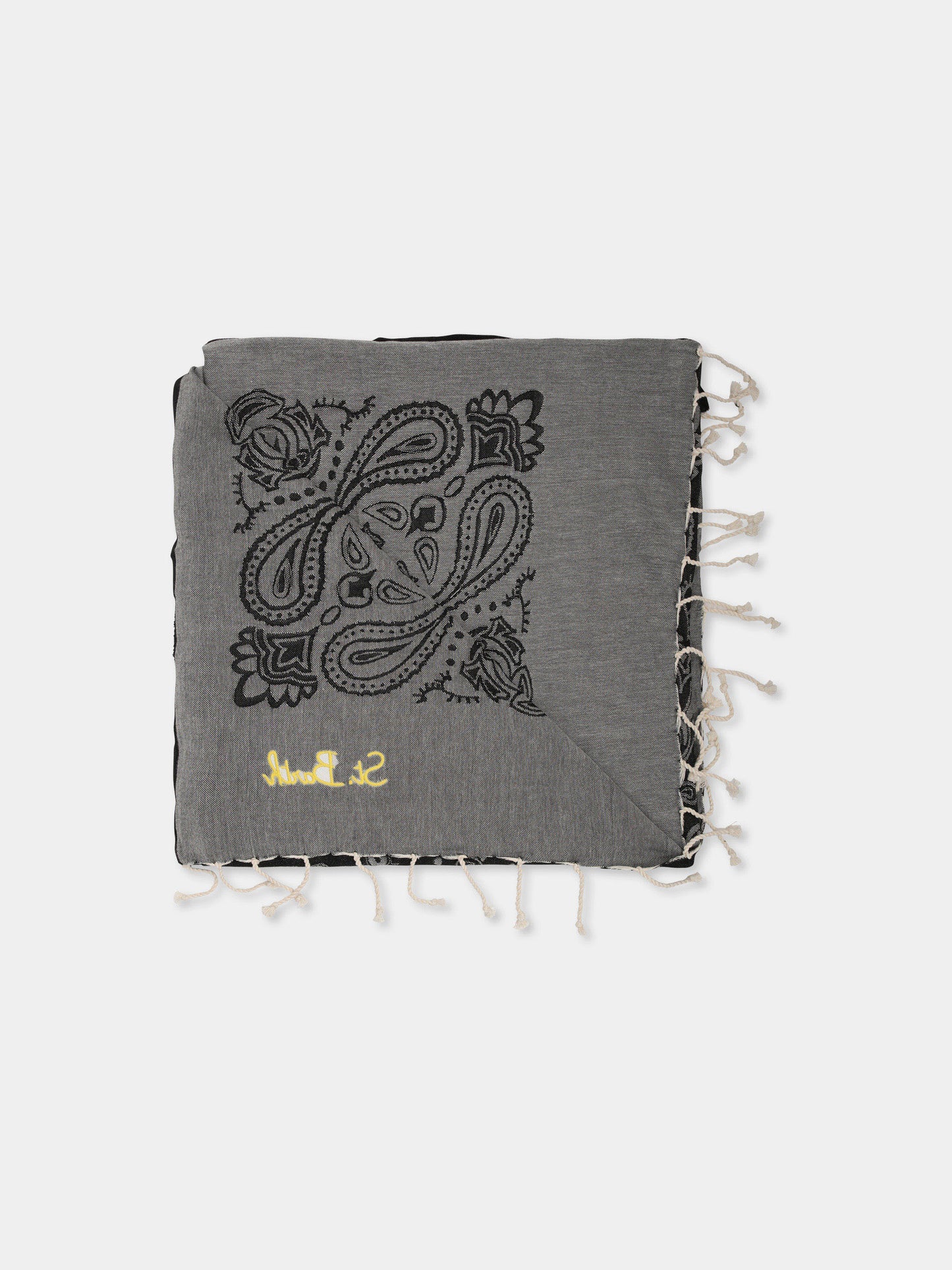 Serviette de plage noir pour enfants avec logo
