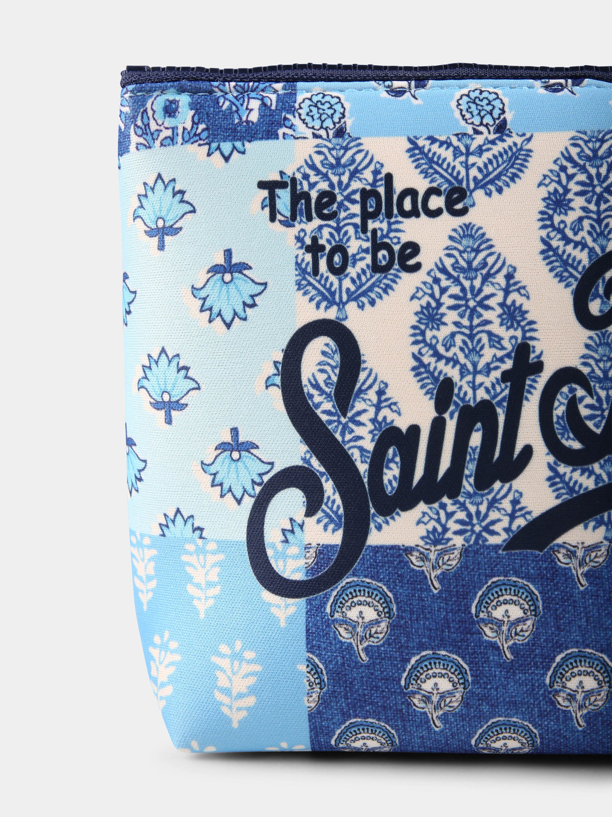 Pochette Aline celeste per bambina con logo e stampa floreale,Mc2 Saint Barth,ALIN001 01021H