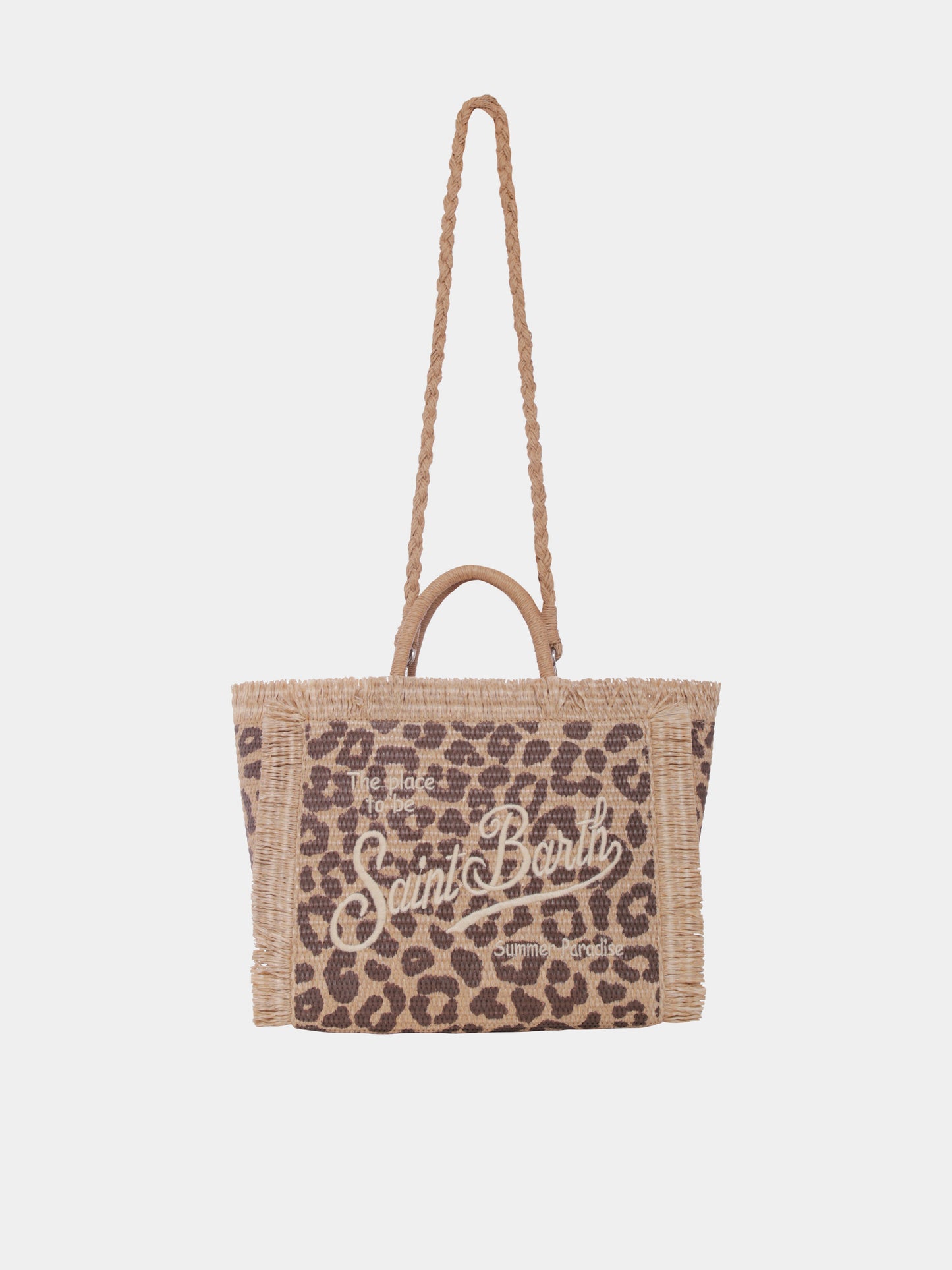 Borsa mare Colette beige per bambina con stampa maculata e logo,Mc2 Saint Barth,COL0017 00176H