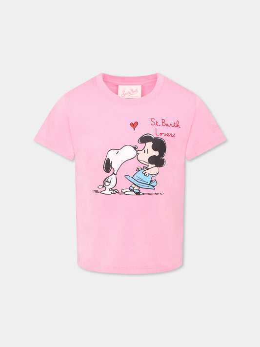 T-shirt rose pour fille avec Snoopy