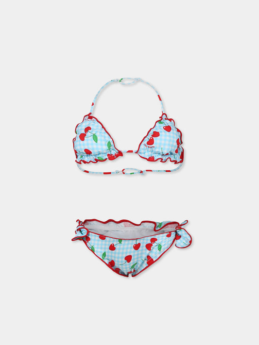 Bikini bleu clair pour fille avec cerises