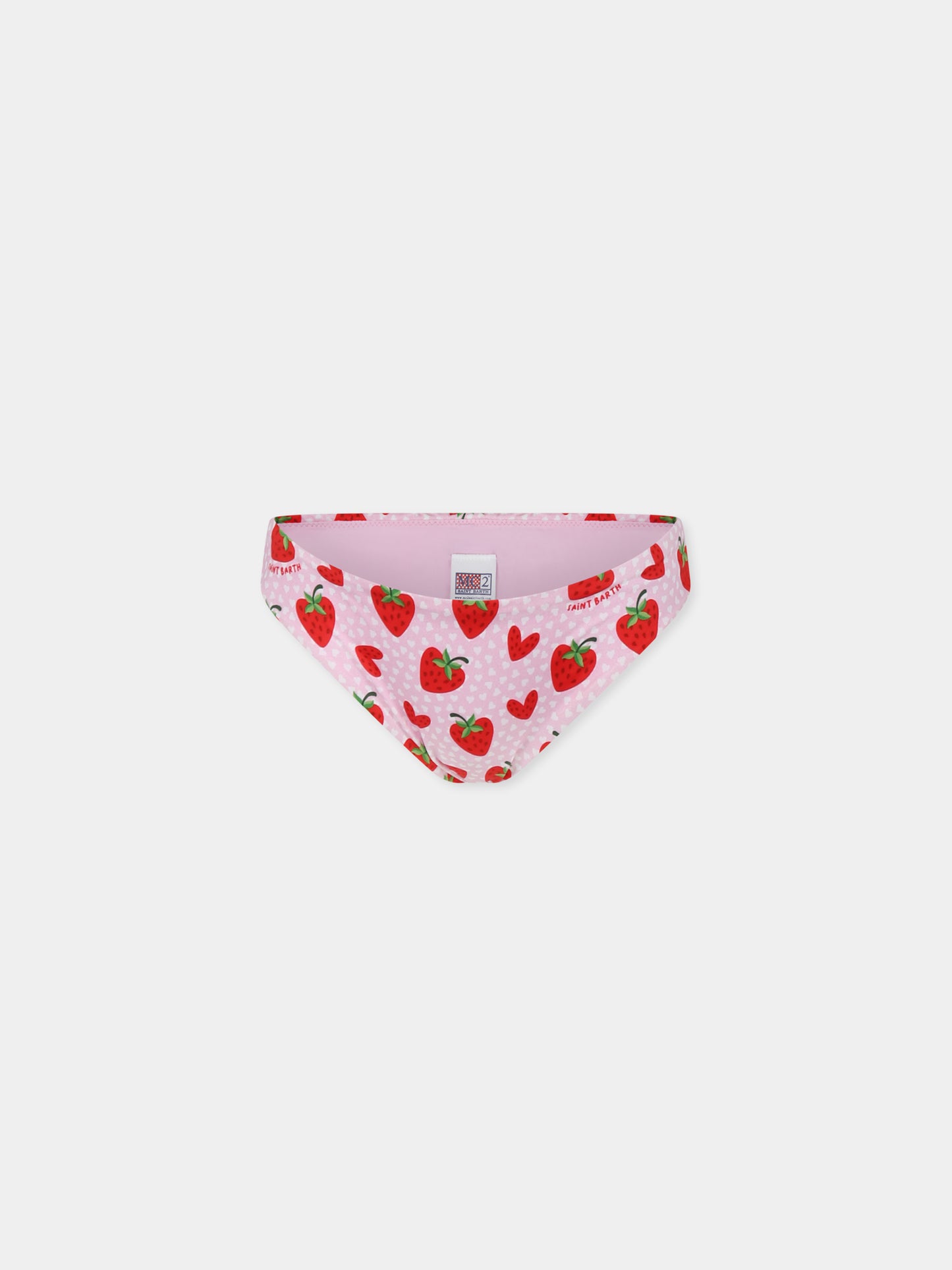 Slip de bain rose pour fille avec fraises