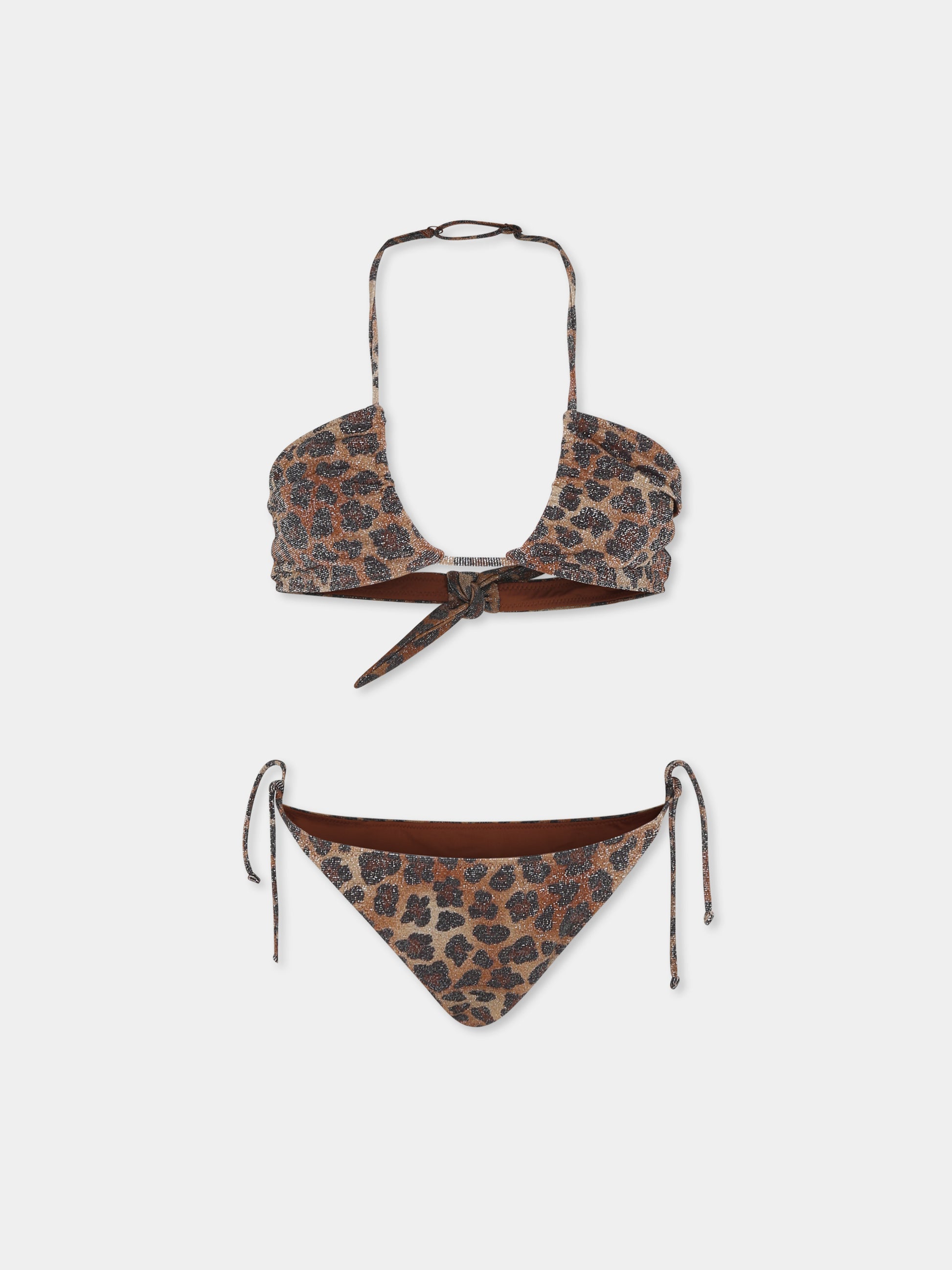 Bikini marrone per bambina con stampa animalier,Mc2 Saint Barth,ARY00002 01433H