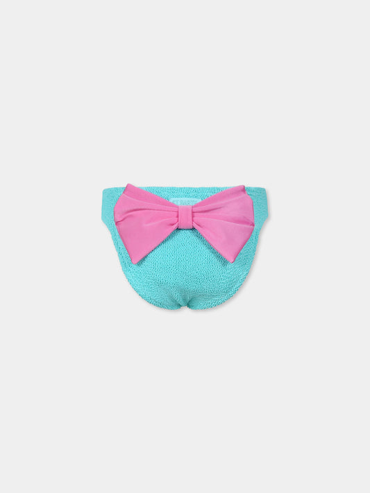 Slip de bain vert pour fille avec nœud
