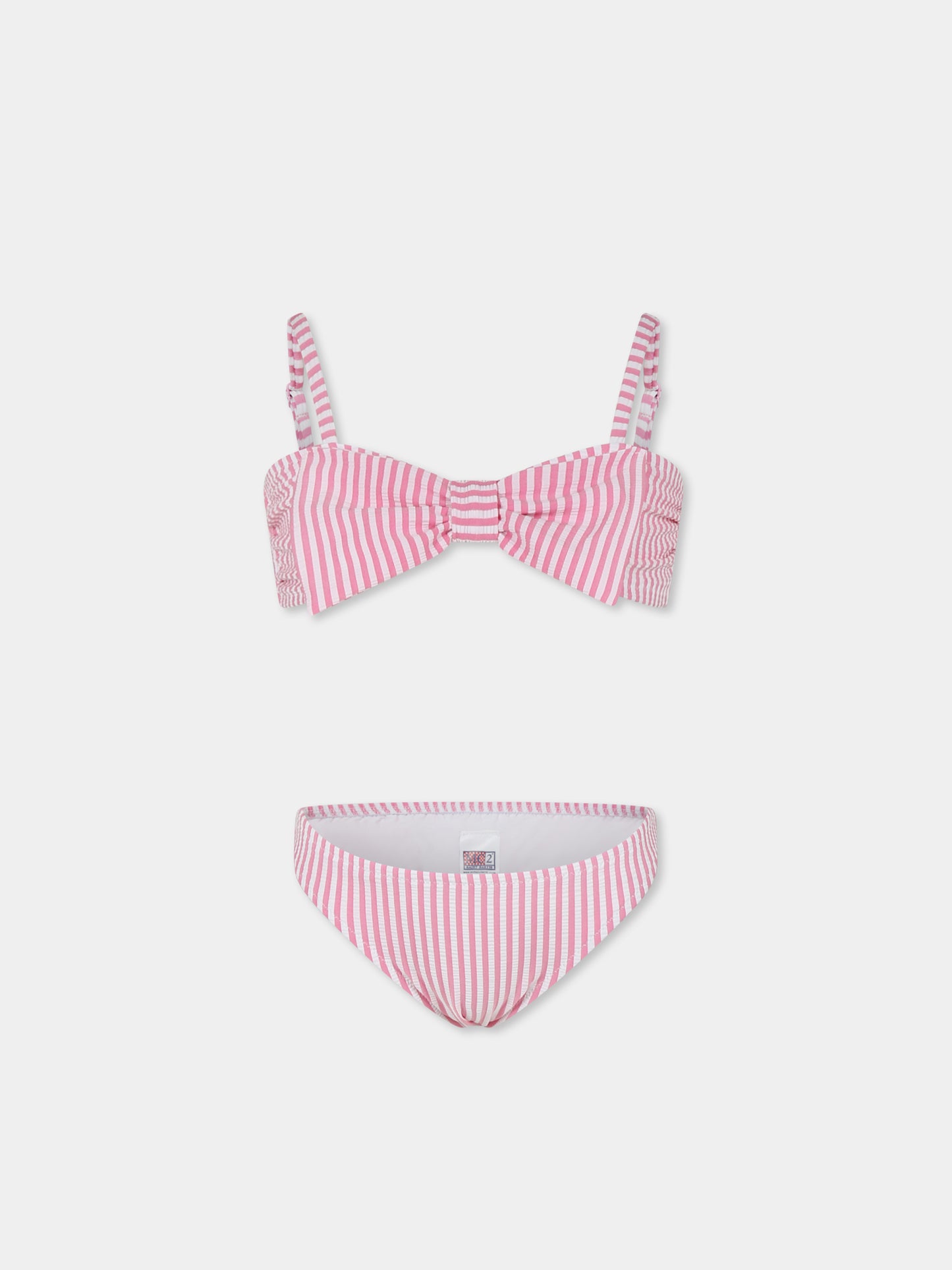 Bikini rose pour fille avec nœud