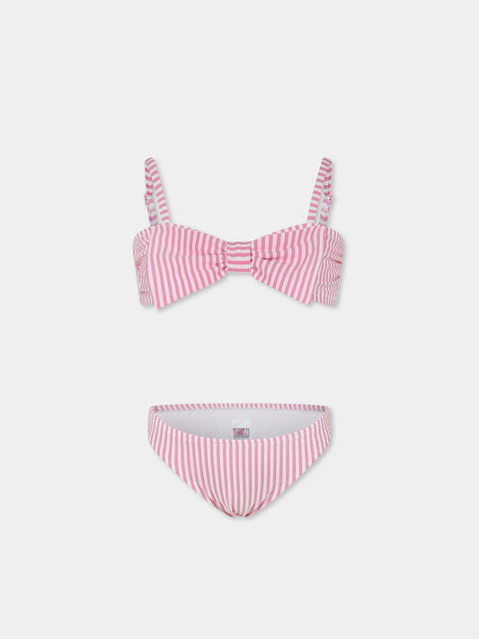 Bikini rose pour fille avec nœud